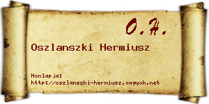 Oszlanszki Hermiusz névjegykártya